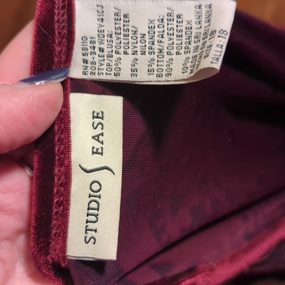 Burgundy wine velour Drop Waist long maxi dress with velvet burnout bodice sz 18 - Picture 7 of 9